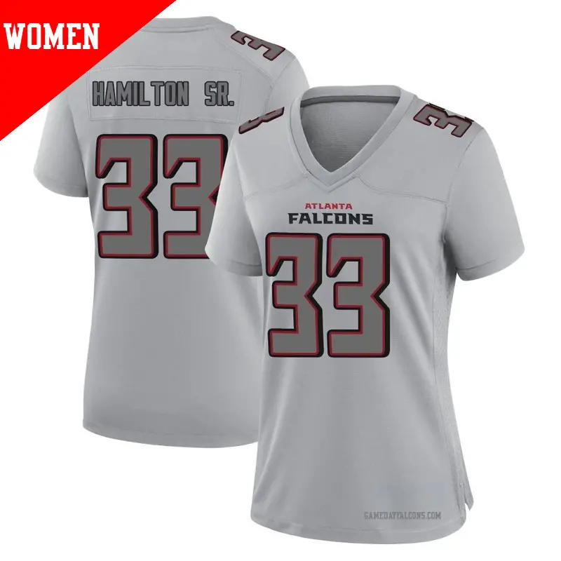 Women's ＃33 Antonio Hamilton Sr. Atlanta Falcons Game Gray Atmosphere Fashion Jersey