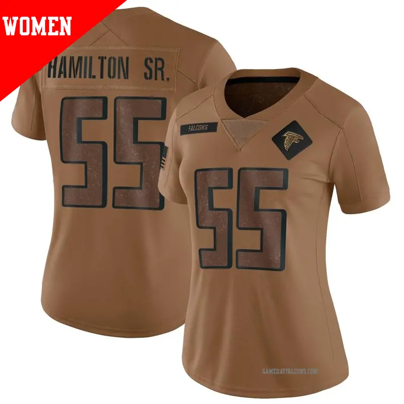 Women's ＃33 Antonio Hamilton Sr. Atlanta Falcons Limited Brown 2023 Salute To Service Jersey