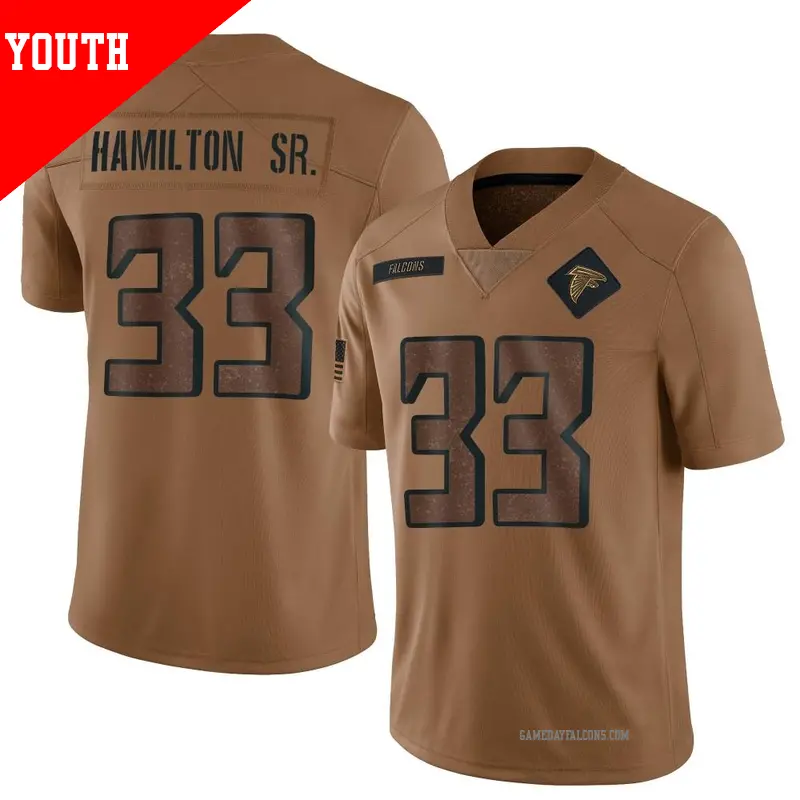 Youth ＃33 Antonio Hamilton Sr. Atlanta Falcons Limited Brown 2023 Salute To Service Jersey